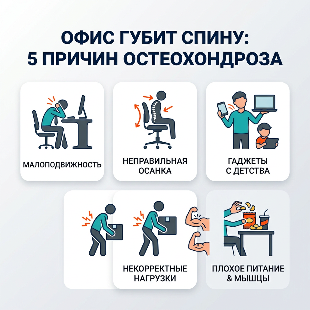 Офис губит спину: 5 скрытых причин раннего остеохондроза